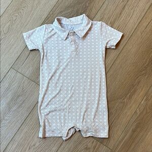 Kickee Pants Cream/White Patterned Kids Collar Romper
